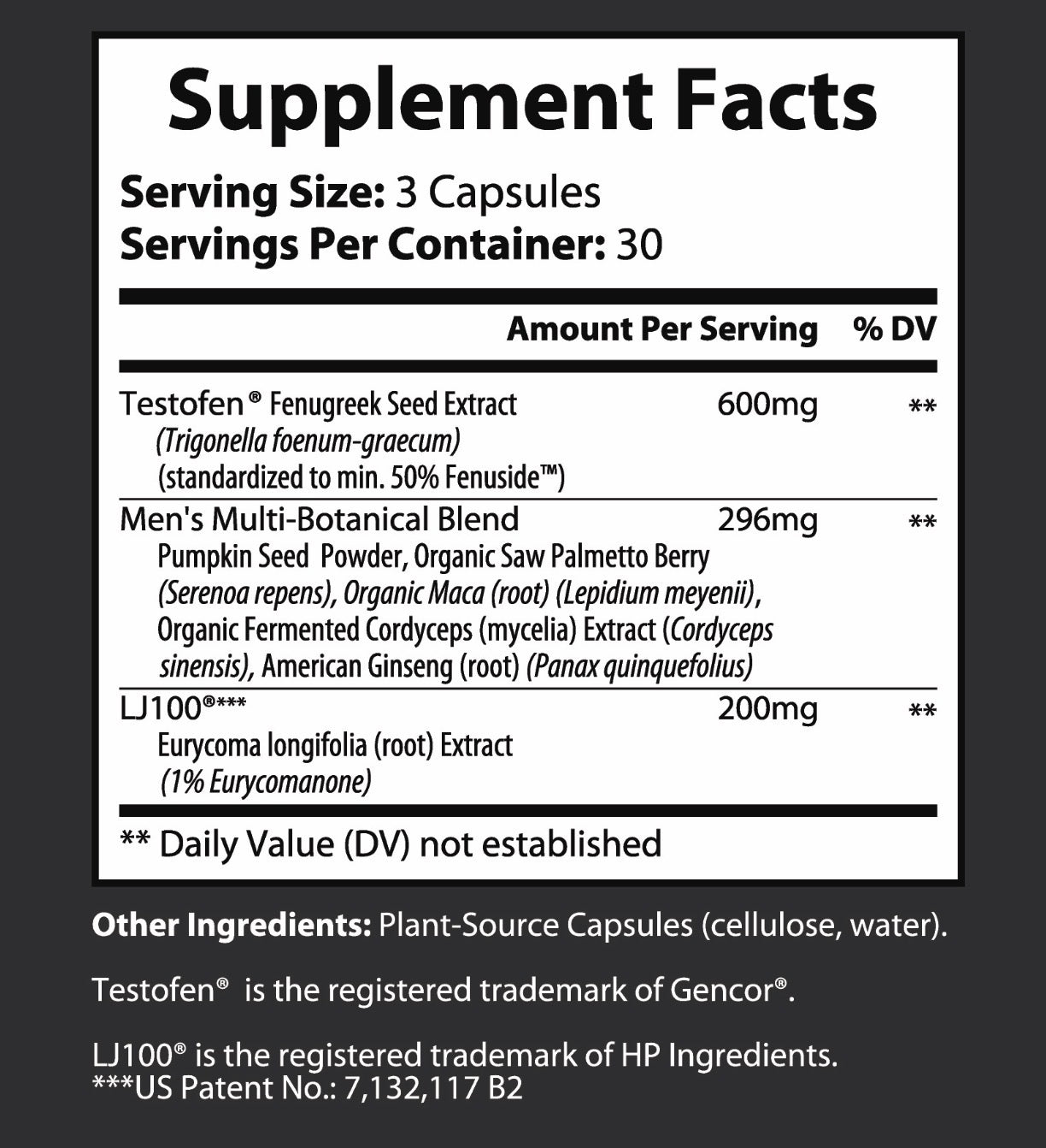 Premium Testosterone Support with Testofen® & LJ100®